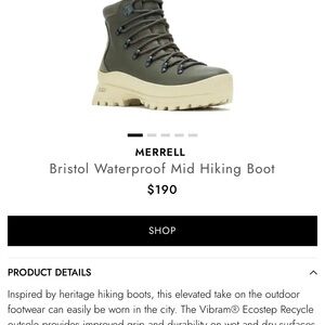 Merrell Waterproof hiking Boot in Olive and Cream
